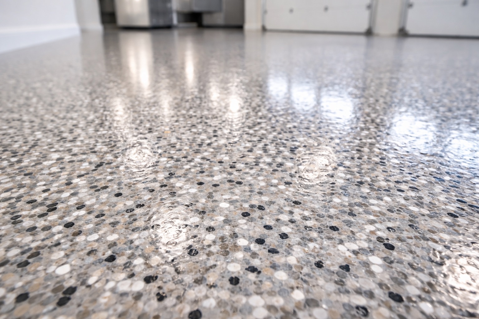 Close-up of decorative garage floor coating texture